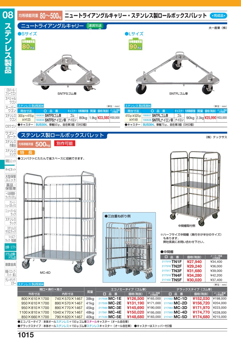 【直送品】 サカエ ステンレス製ロールボックスパレット用中間棚 TN5F (217432) 【特大・送料別】の画像