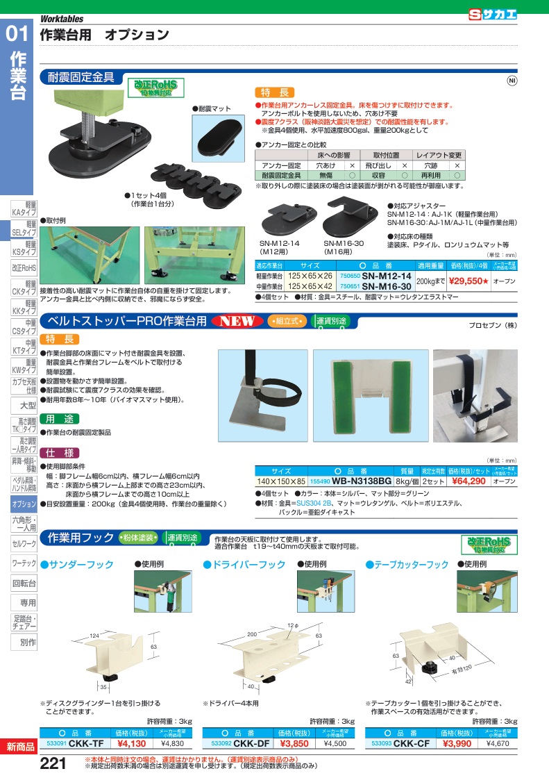 【ポイント10倍】【直送品】 サカエ 作業台用耐震固定金具 SN-M16-30 (750651)