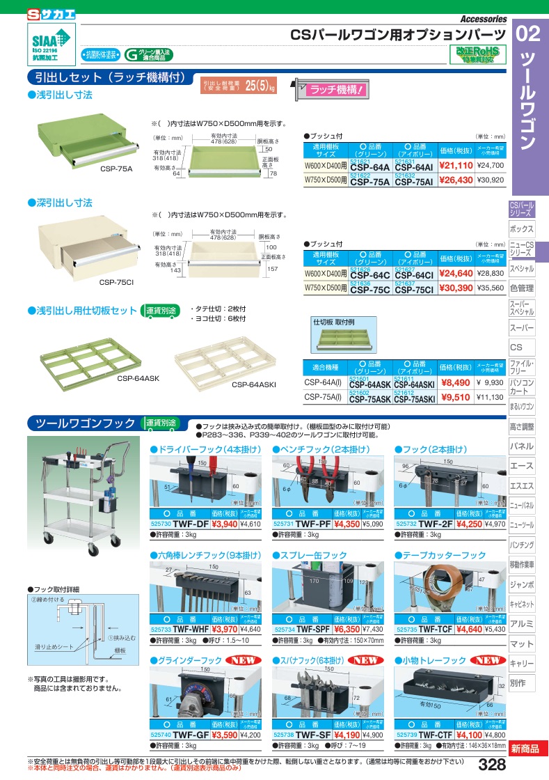 【ポイント5倍】【直送品】 サカエ CSパールワゴン用キャビネット仕切り CSP-75ASKI (521612) 【送料別】の画像