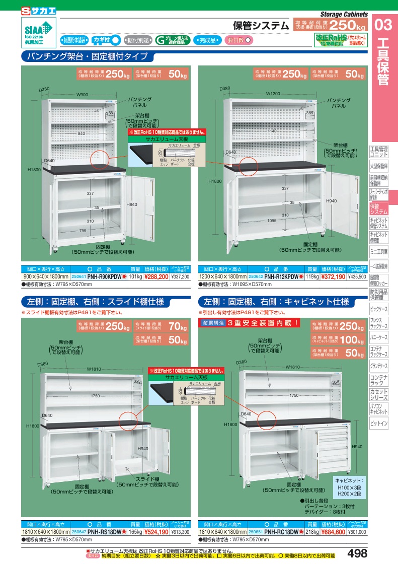 【ポイント10倍】【直送品】 サカエ 保管システム(固定棚・キャビネット仕様) PNH-RC18DW (250651) 【大型】の画像
