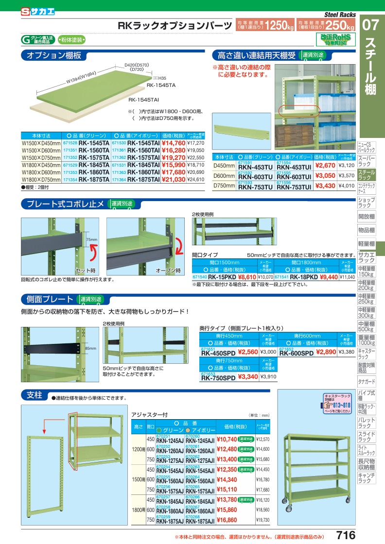 【ポイント10倍】【直送品】 サカエ RKラック/キャスターラックRK型用オプション棚板セット RK-1560TAI (171361)の画像
