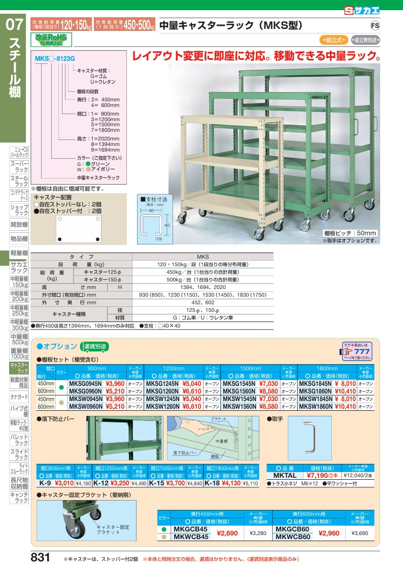 【ポイント10倍】【直送品】 サカエ 中量キャスターラックMKSG型用オプション棚板セット MKSG1560N (186822) 【特大・送料別】の画像