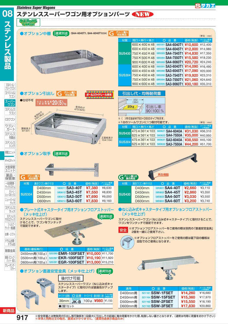 【ポイント10倍】【直送品】 サカエ ステンレススーパーワゴン用オプション中棚 SA4-7545T1 (585583) 【特大・送料別】の画像