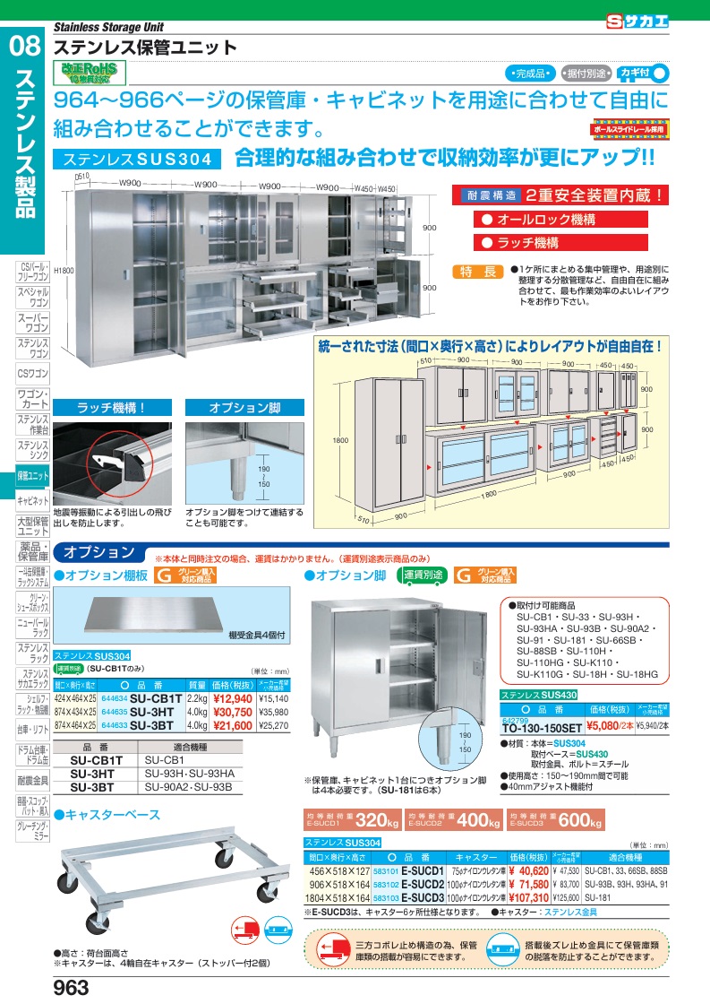 【ポイント10倍】【直送品】 サカエ ステンレス保管ユニット用オプション棚板 SU-CB1T (644634) 【送料別】の画像