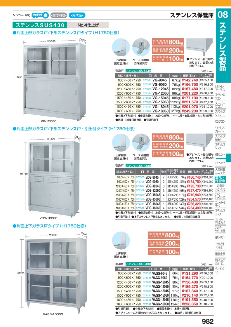 【ポイント5倍】【直送品】 サカエ ステンレス保管庫 VG-9060 (073322) 【特大・送料別】