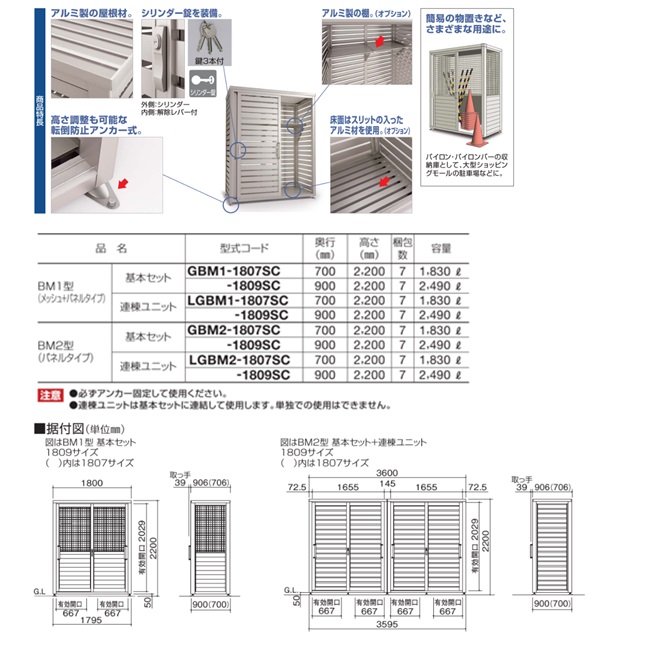 【直送品】 四国化成 ゴミストッカーBM2型 GBM2-1807SC 【大型】_2