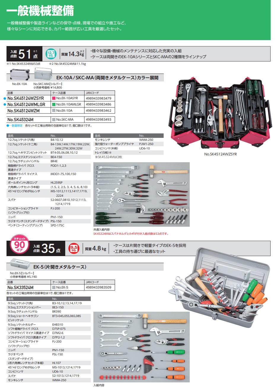 京都機械工具(KTC) 片開き一般産業向け個人持ちセット SK33524M - 車用