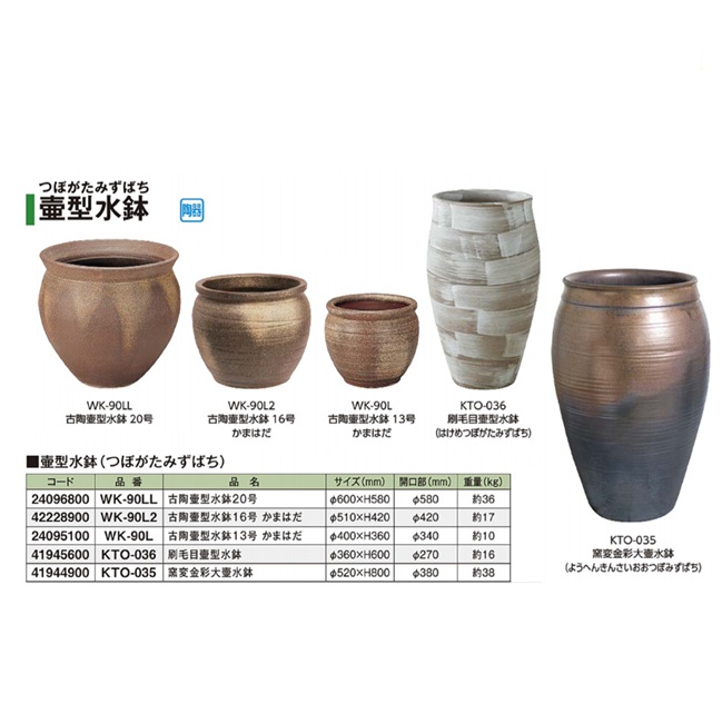 【直送品】 鷹見世物 毛はらい目壷型水鉢 KTO-036 (41945600) 【大型】