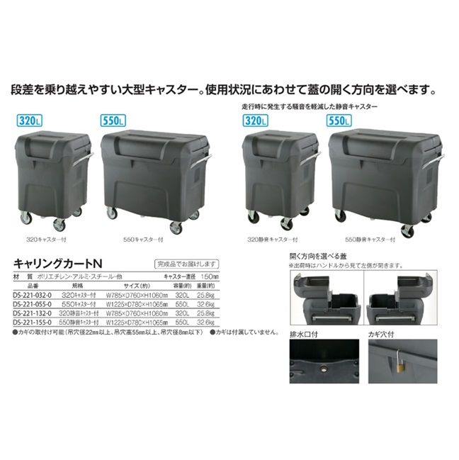 【ポイント5倍】【直送品】 テラモト キャリングカートN 320 DS-221-032-0 キャスター付 【特大・送料別】_1