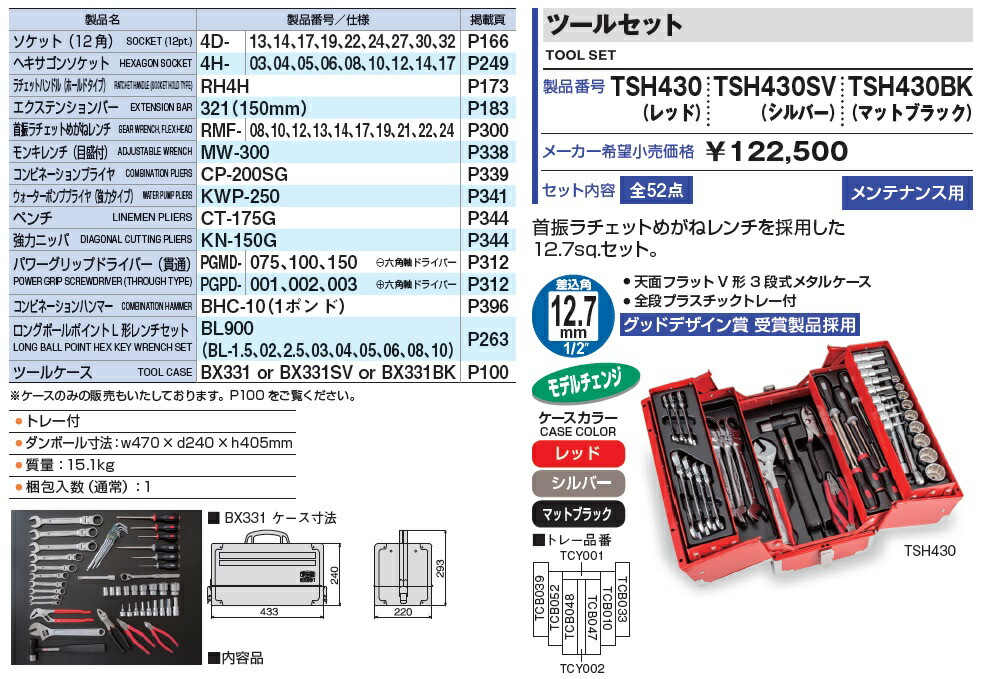 TONE (トネ) ツールセット TSH430BK (マットブラック) : tone-tsh430bk