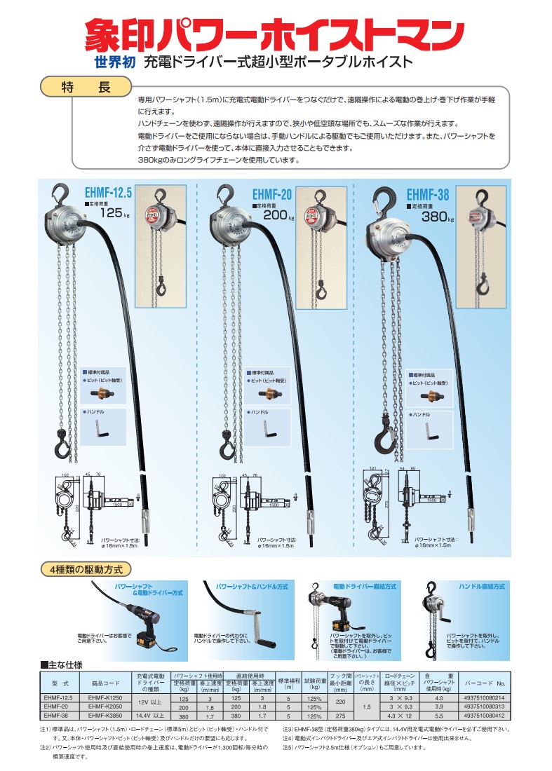 【ポイント5倍】【直送品】 象印 パワーホイストマン EHMF-20 (EHMF-K2050) (200kg 揚程5m)｜douguyasan｜03