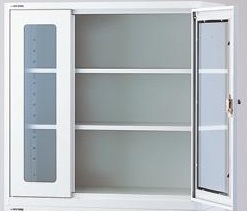 【ポイント5倍】【直送品】 アズワン 耐震薬品庫(薄型)ガラス窓付 SW900G (2-7990-04) 《実験設備・保管》 【大型】