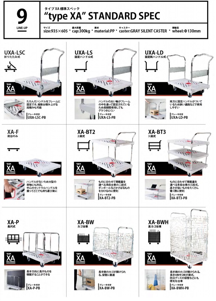 直送品】 花岡車輌 プラ台車 ダンディX XA-P (長尺式)【個人宅配送不可