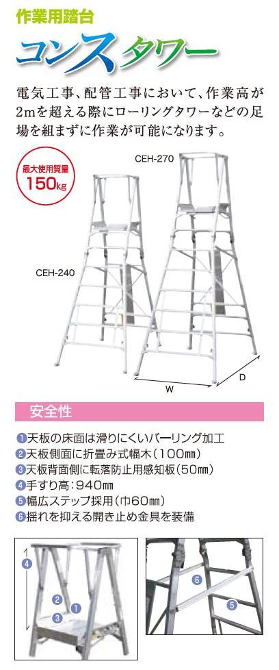 直送品】 ナカオ (NAKAO) 作業用踏台 コンスタワー CEH-240 【個人宅