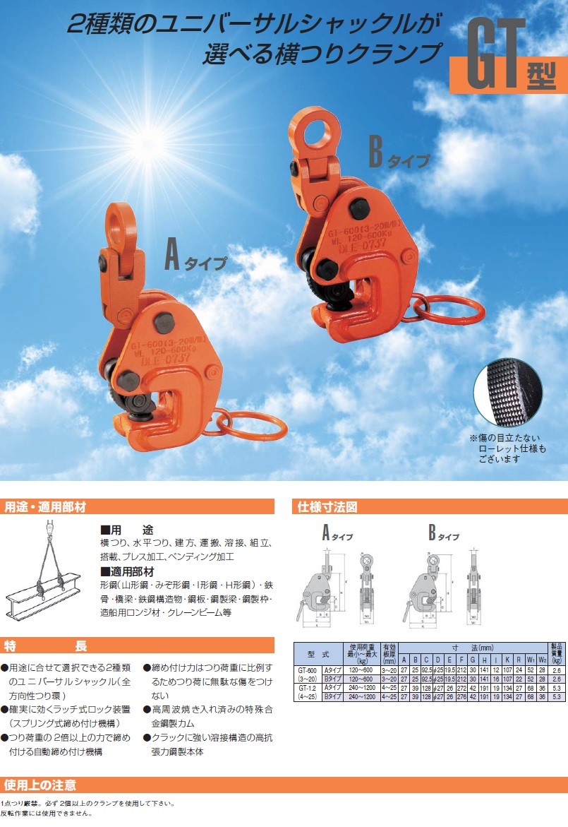 直送品】 イーグル・クランプ 形鋼横つり用クランプ GT-1.2 (4〜25) B