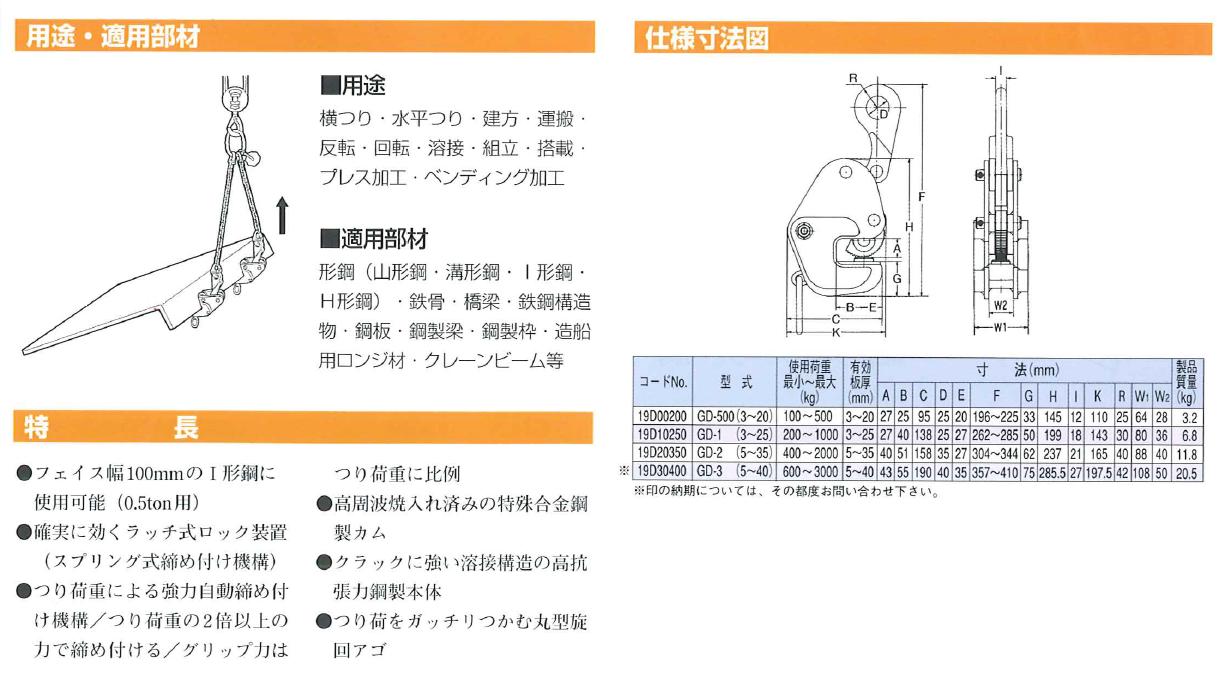 イーグル・クランプ 形鋼横つり用クランプ GD-2 (5〜35) (19D20350