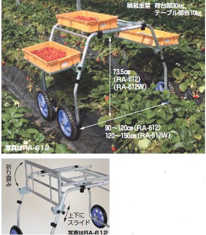 直送品】 ハラックス 楽太郎 アルミ製 いちご収穫用台車 RA-612W