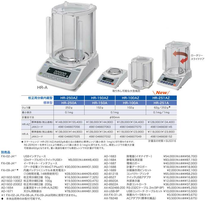 A&D (エー・アンド・デイ) 分析用電子天びん HR-150A (標準型) :and-hr