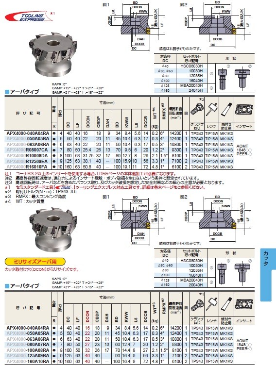 三菱マテリアル 正面フライス APX4000R353M16A40 (カッタ) :p10-m13