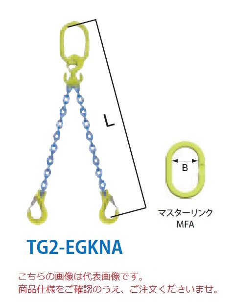 【ポイント5倍】【直送品】 マーテック チェーンスリング 2本吊りセット TG2-EGKNA 8mm 全長1.5m (TG2-EGKNA-8-15)