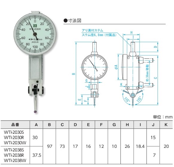 【ポイント5倍】新潟精機 ダイヤルインジケータ WTI-2030R (151925)