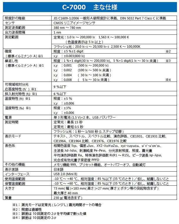 直送品】 セコニック 分光色彩照度計 C-7000 スペクトロマスター