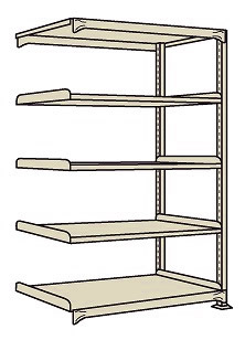 サカエ 中量棚ＢＷ型（５００ｋｇ／段・連結・高さ１８００ｍｍ・５段