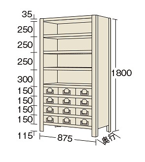 【ポイント5倍】【直送品】 サカエ 物品棚ＫＷ型（１００ｋｇ／段・高さ１８００ｍｍ・９段タイプ） KW1129 12 (181697) 【特大・送料別】 :p5 saka kw1129 12:道具屋さん