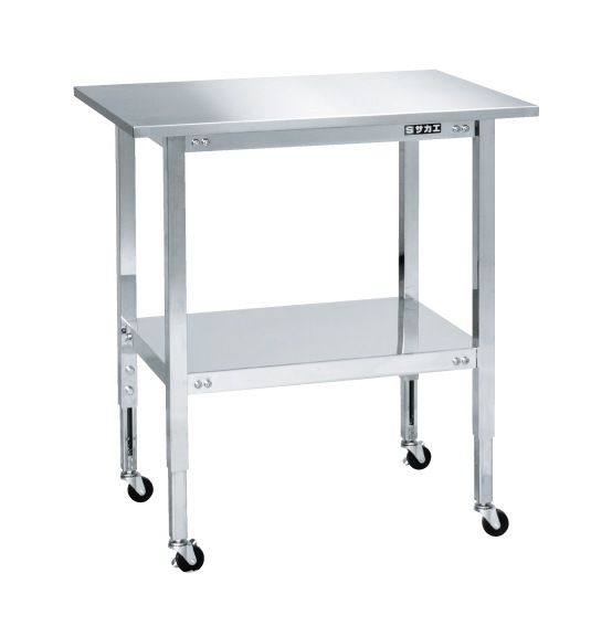 【ポイント10倍】【直送品】 サカエ ステンレスフリーワゴン(天板付・高さ調整タイプ) STFW4-70T (084222) 【大型】