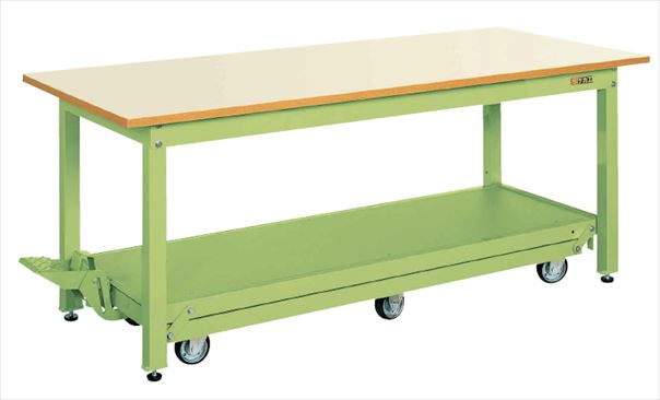 【ポイント5倍】【直送品】 サカエ 軽量作業台KKタイプ(ペダル昇降移動式・6輪車) KK-187Q6NIG (035273) 【大型】