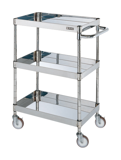 サカエ SAKAE ステンレス 3段ワゴン 移動ワゴン キャスター付き