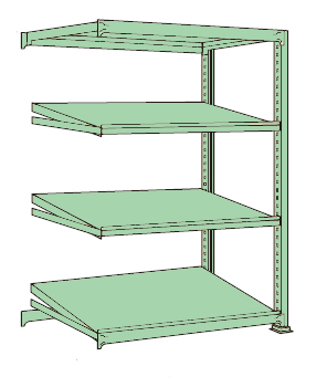 【ポイント5倍】【直送品】 サカエ 傾斜棚（１５０ｋｇ／段・連結・Ｈ１８００ｍｍ・４段タイプ） MSKT1812S04R (187185) 【特大・送料別】