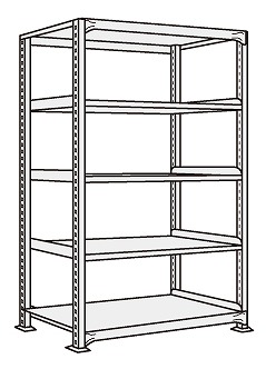 【尖んがり5倍】【直送品】 サカエ 中軽さ棚NEW型単体(200KG/段・H2100MM・5段) NEW-2525 (204817) 【特大・貨物輸送別】