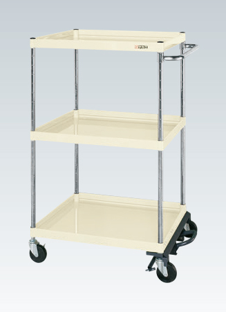 【ポイント10倍】【直送品】 サカエ CSパールワゴン(中量タイプ・フットブレーキ付) CSP-75123BRI (325016) 【大型】