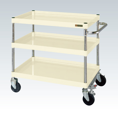 【ポイント5倍】【直送品】 サカエ CSパールワゴン(中量タイプ・フロアストッパー付) CSP-7573FSI (325062) 【大型】