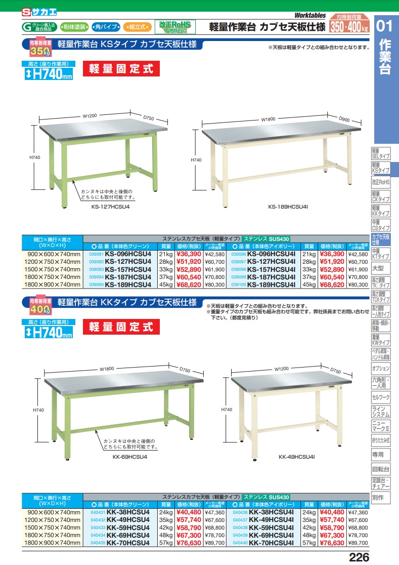 迅速な対応で商品をお届け致します 一人用作業台 軽量固定式 CP-126I