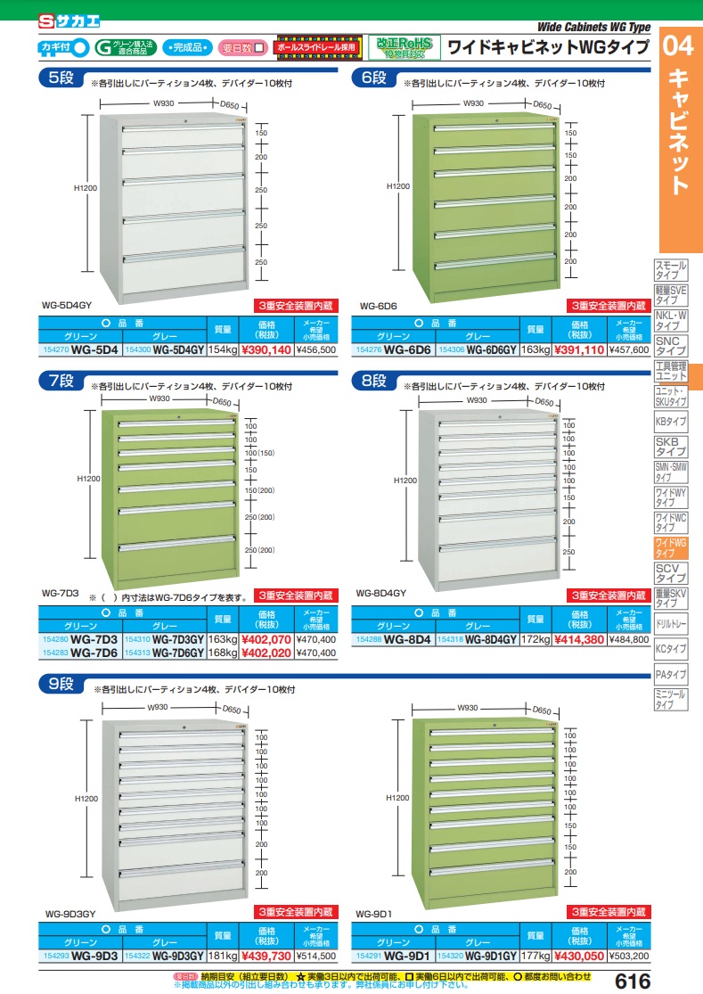 まとめ買いでお得 ワイドキャビネットＷＧタイプ ＷＧ−９Ｄ３ ad