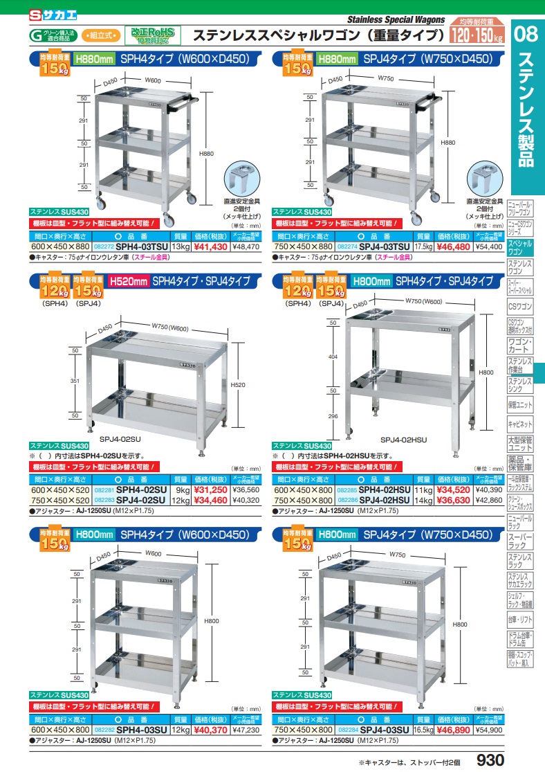 数量限定価格!! サカエ ステンレススペシャルワゴン SKR4-03SUTN ad