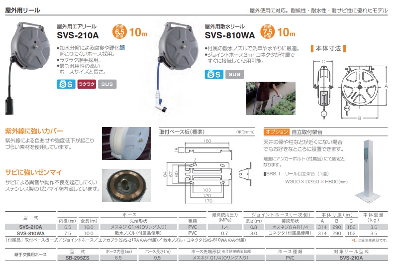 直送品】 三協リール(TRIENS) エアホースリール 6.5×10m (屋外仕様