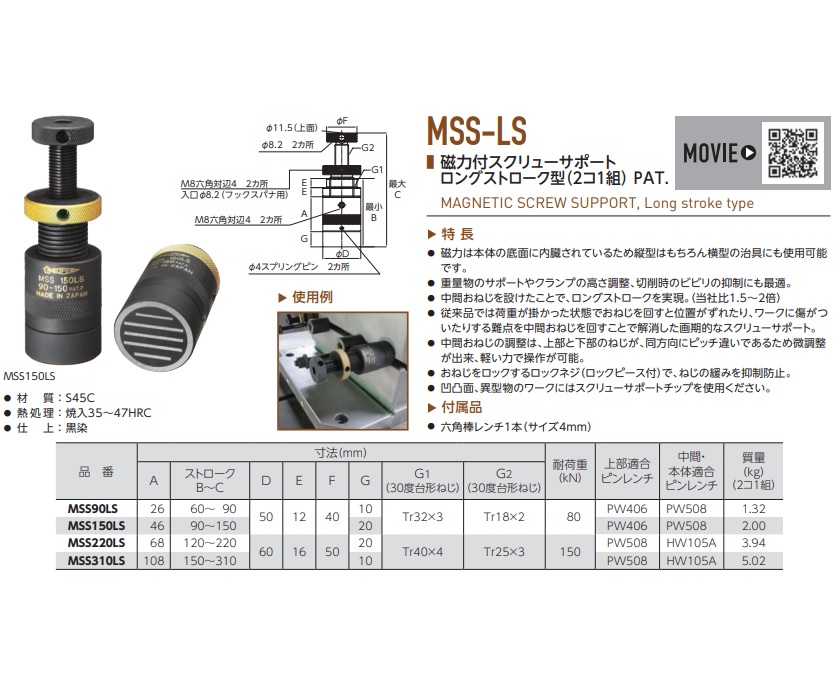 【ポイント10倍】【直送品】 スーパーツール 磁力付スクリューサポート ロングストロークタイプ(2個1組) MSS310LS_1