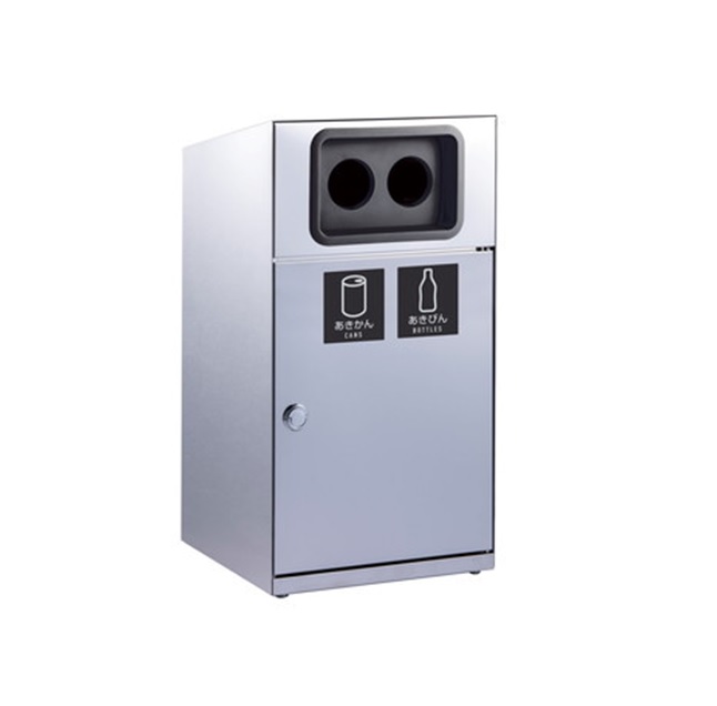 【直送品】 テラモト トラッシュボックス(ステン)2分別 DS-189-119-0 (かん・びん) 【大型】