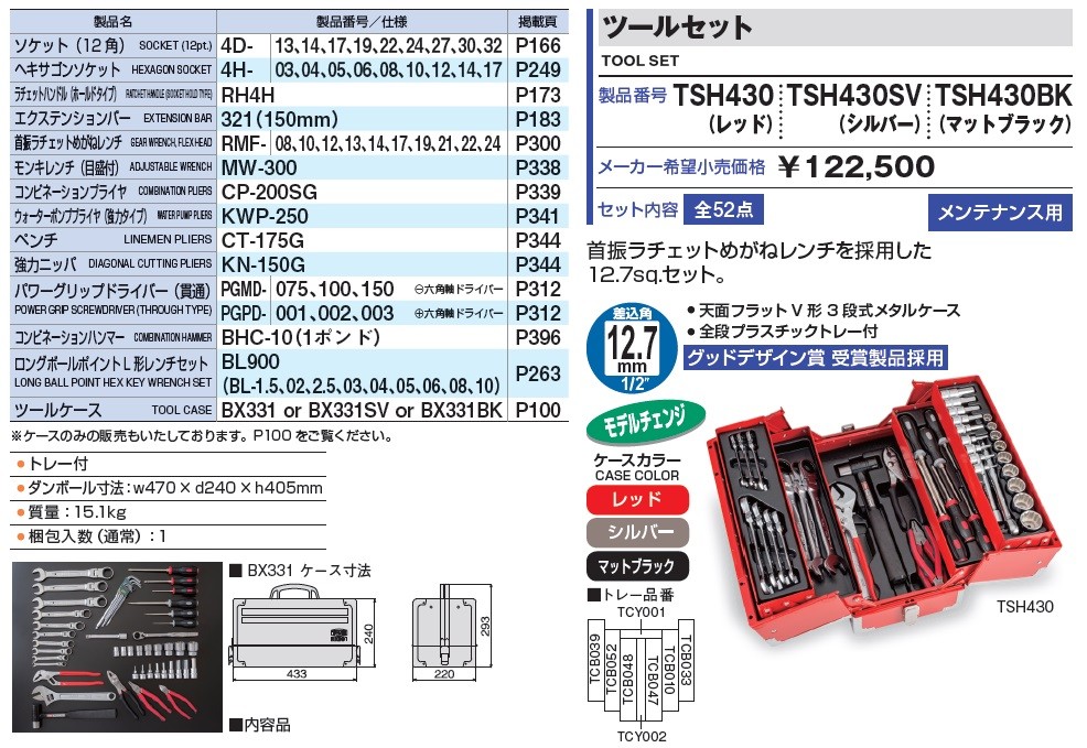 TONE (トネ) ツールセット TSH430SV (シルバー) : tone-tsh430sv