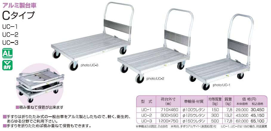 新着商品 アルミ製台車 運ぱん君 UC-3 ad-naturam.fr