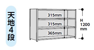 【ポイント5倍】【直送品】 山金工業 ラック 1.2S4660P-4W 【法人向け、個人宅配送不可】 【大型】