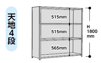【ポイント5倍】【直送品】 山金工業 ラック 1.2S6360P-4W 【大型】