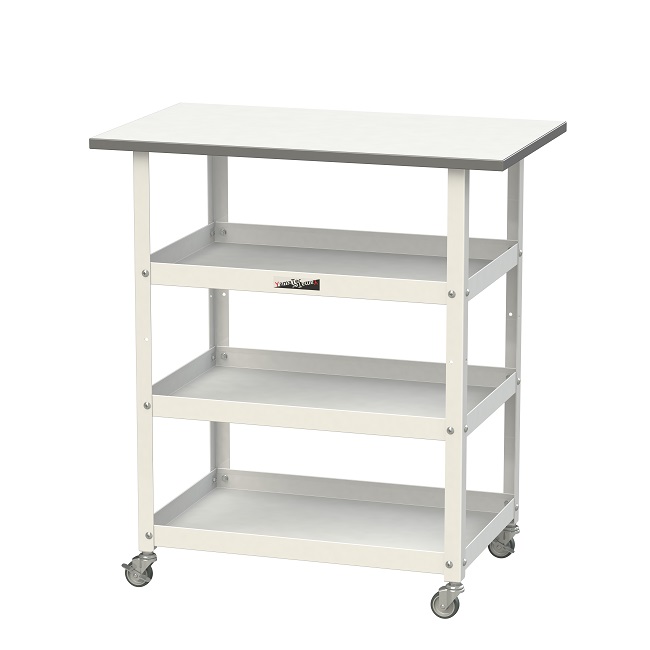 【ポイント5倍】【直送品】 山金工業 天板付き150ワゴン 棚板3枚仕様 HTCM-7545T3W