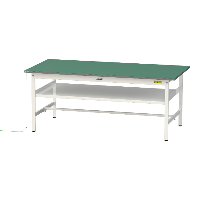 【ポイント5倍】【直送品】 山金工業 ワークテーブル150シリーズ 導電性ゴムマット貼りタイプ 固定式 中間棚板付 SUPE-1890F-WW 【大型】