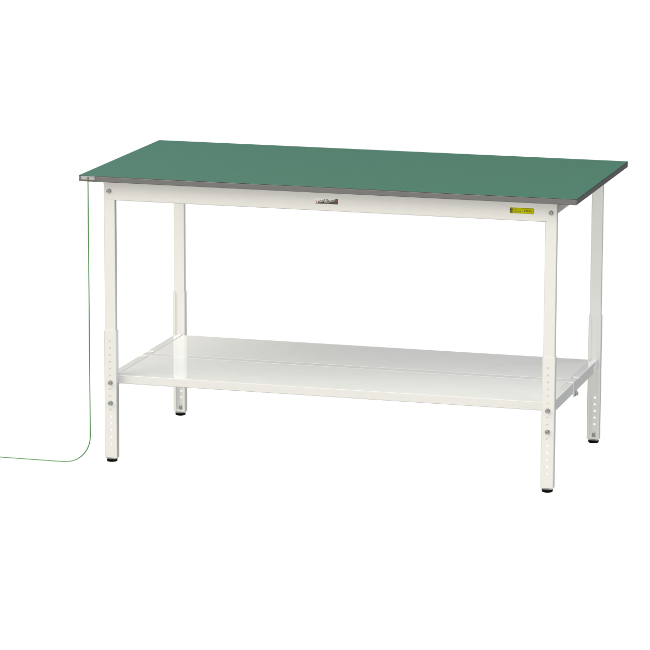 【ポイント5倍】【直送品】 山金工業 ワークテーブル150シリーズ 導電性ゴムマット貼りタイプ 固定式 全面棚板付 SUPEAH-1890TT-WW 【大型】