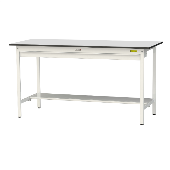 【直送品】 山金工業 ワークテーブル150シリーズ 固定式 ワイド引出し付 半面棚板付 RoHS2指令対応 塩ビシート天板 SURH-1875WT-GYW 【大型】