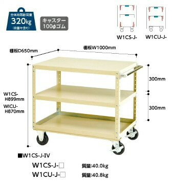 【ポイント10倍】【直送品】 山金工業 ワゴン W1CS-J-IV 【法人向け、個人宅配送不可】 【大型】